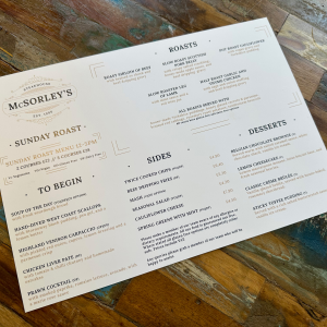 Waterproof Menus