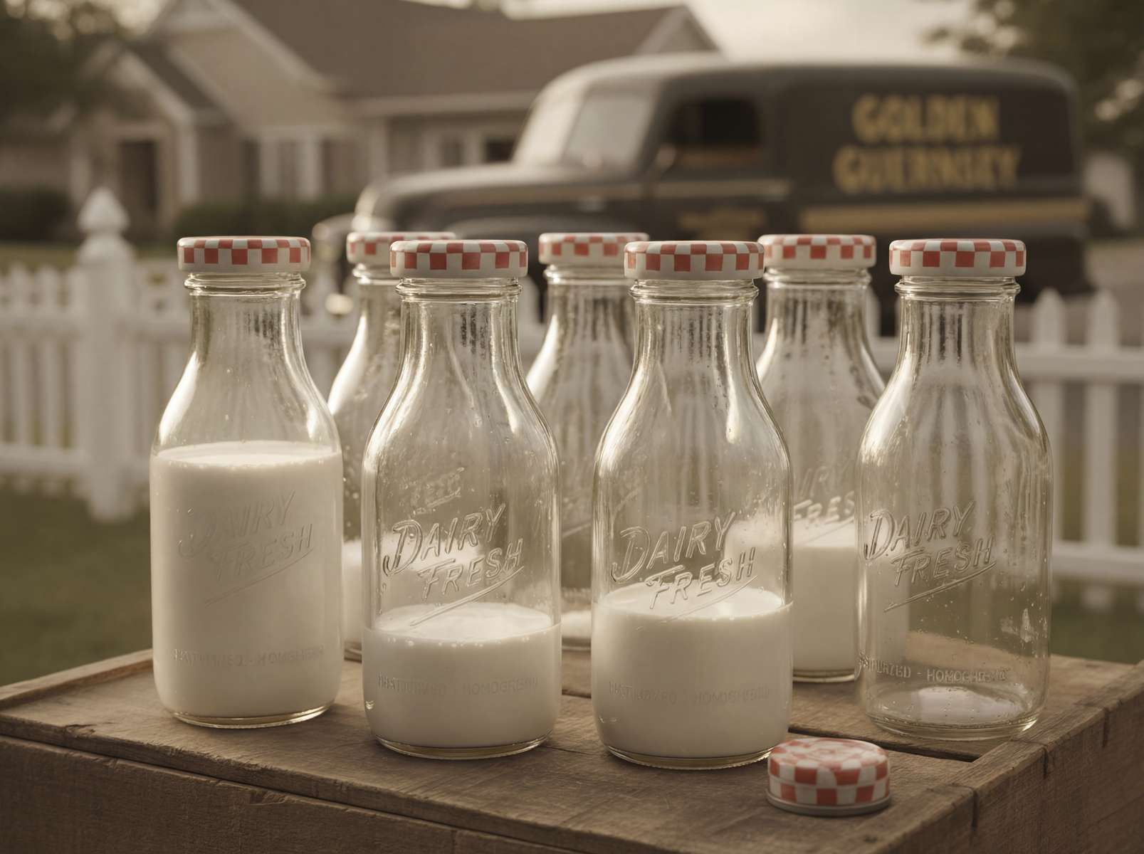 1950's style milk bottles